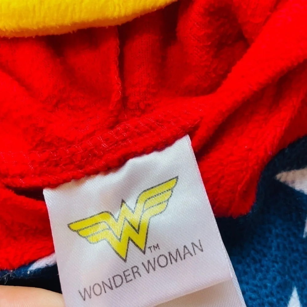 WONDER Woman Girls Hooded Fleece Union Suit Sleeper Pajamas Onesie Size XS